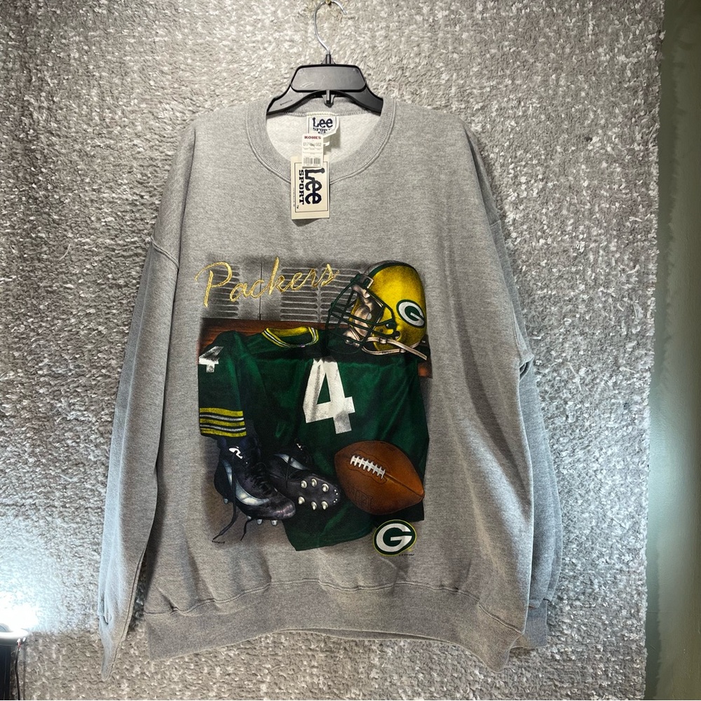 Vintage Lee Green Bay Packers Crewneck Sweater Men's XXL Gray 1996 USA Made NWT